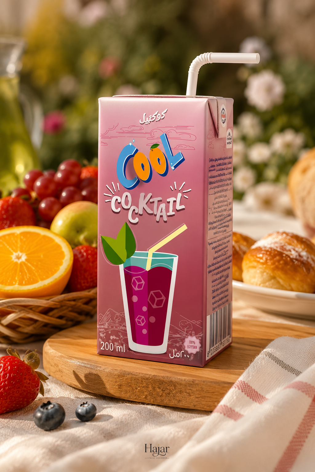 Cool cocktail juice packaging mockup
